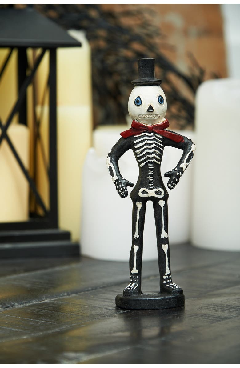 Gallerie II Skelly Skeleton Halloween Folk Art Doll Figurine Joe Spencer Gathered Traditions Collectible, Alternate, color, Black