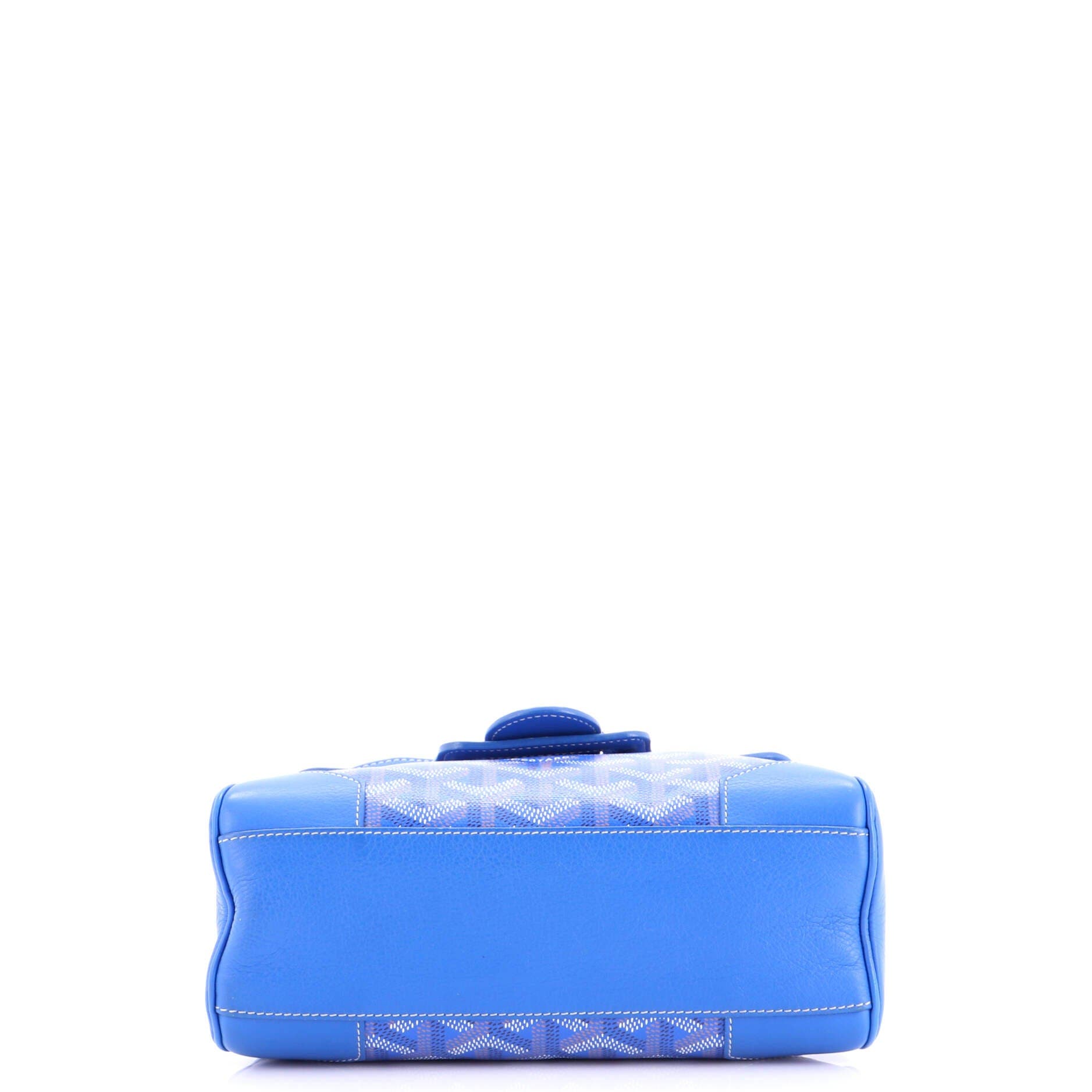 Pre-Owned Goyard Saigon Top Handle Bag Coated Canvas with Leather Mini, Alternate, color, Blue