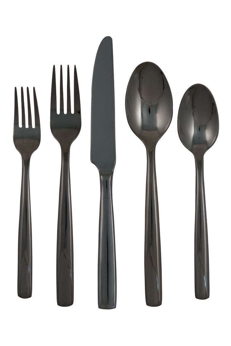 Flatware Simple 44-Piece Flatware Set, Main, color, BLACK