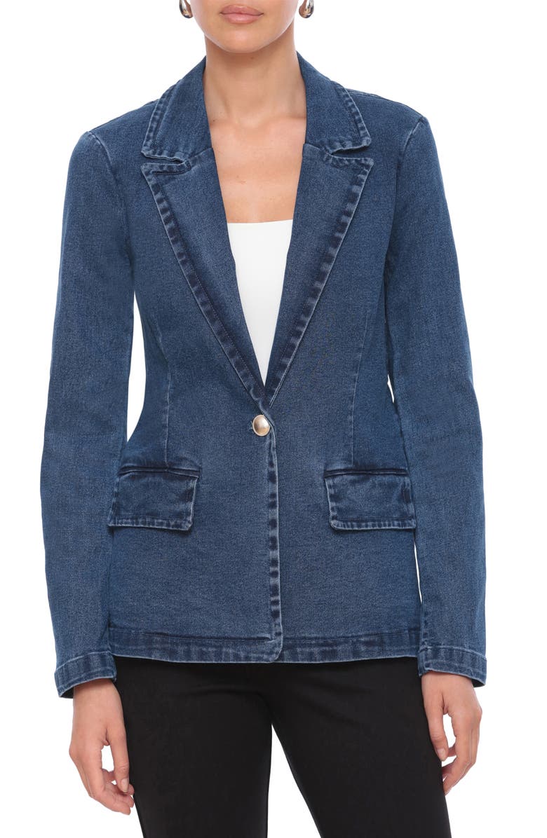 Bagatelle Padded Shoulder Denim Blazer, Alternate, color, 