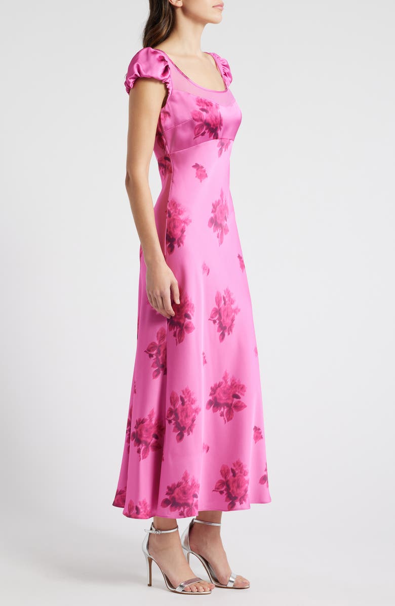 LoveShackFancy Joelette Floral Satin Dress, Alternate, color, 