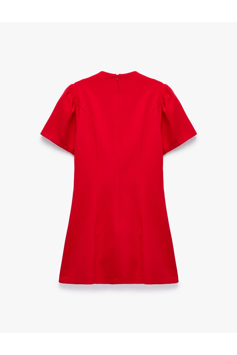 Short Puff Sleeve Crew Neck Mini Dress with Keyhole Detail, Alternate, color, RED