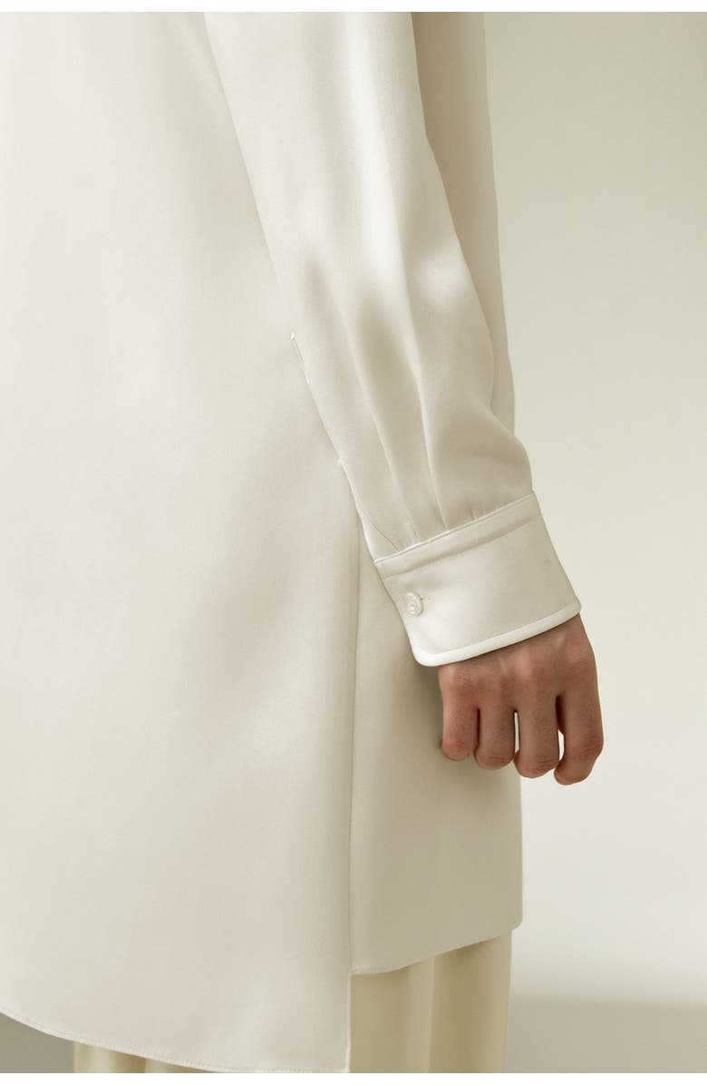 Lilysilk Classic Longline Silk Shirt, Alternate, color, Natural White
