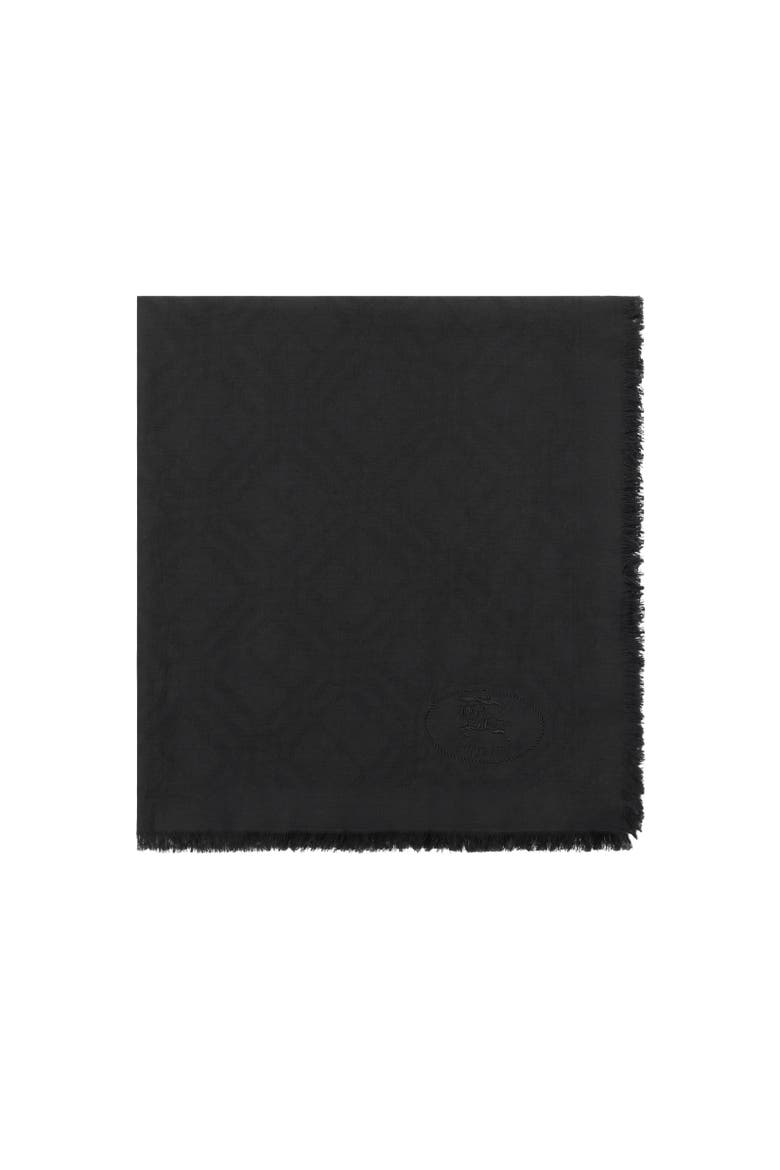 Wide Check Wool Silk Scarf, Alternate, color, Black
