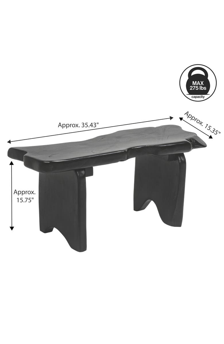 JONATHAN Y Stumpy Handcrafted Rustic Minimalist Live Edge Solid Teak Wood Entryway Bench, Alternate, color, Black