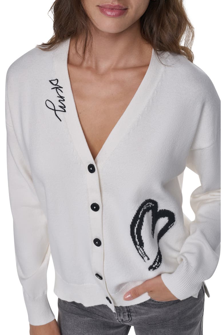 Heart Brushstroke Cardigan, Alternate, color, IVORY/ BLAC
