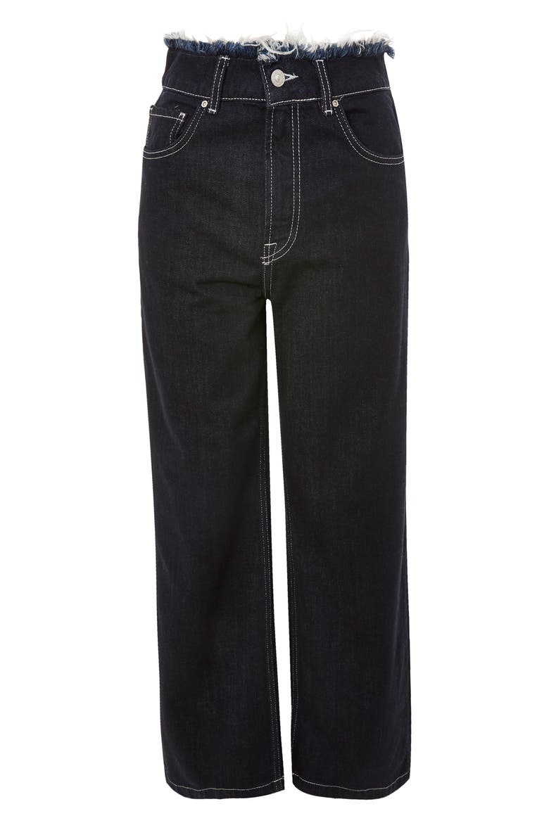 Frayed Waist Wide Leg Jeans, Alternate, color, INDIGO