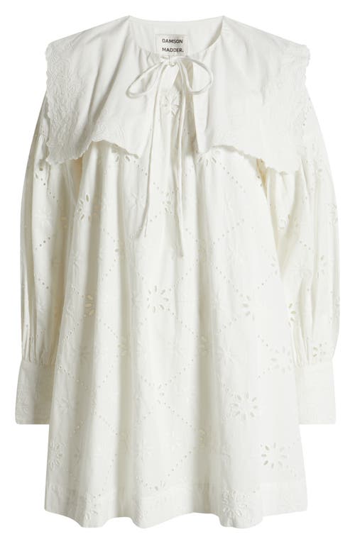 DAMSON MADDER DAMSON MADDER CASSIDY LONG SLEEVE ORGANIC COTTON EYELET MINIDRESS