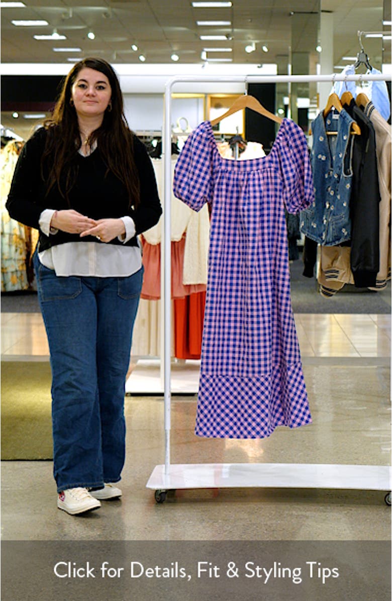 Gingham Puff Sleeve Seersucker Dress, sales video thumbnail