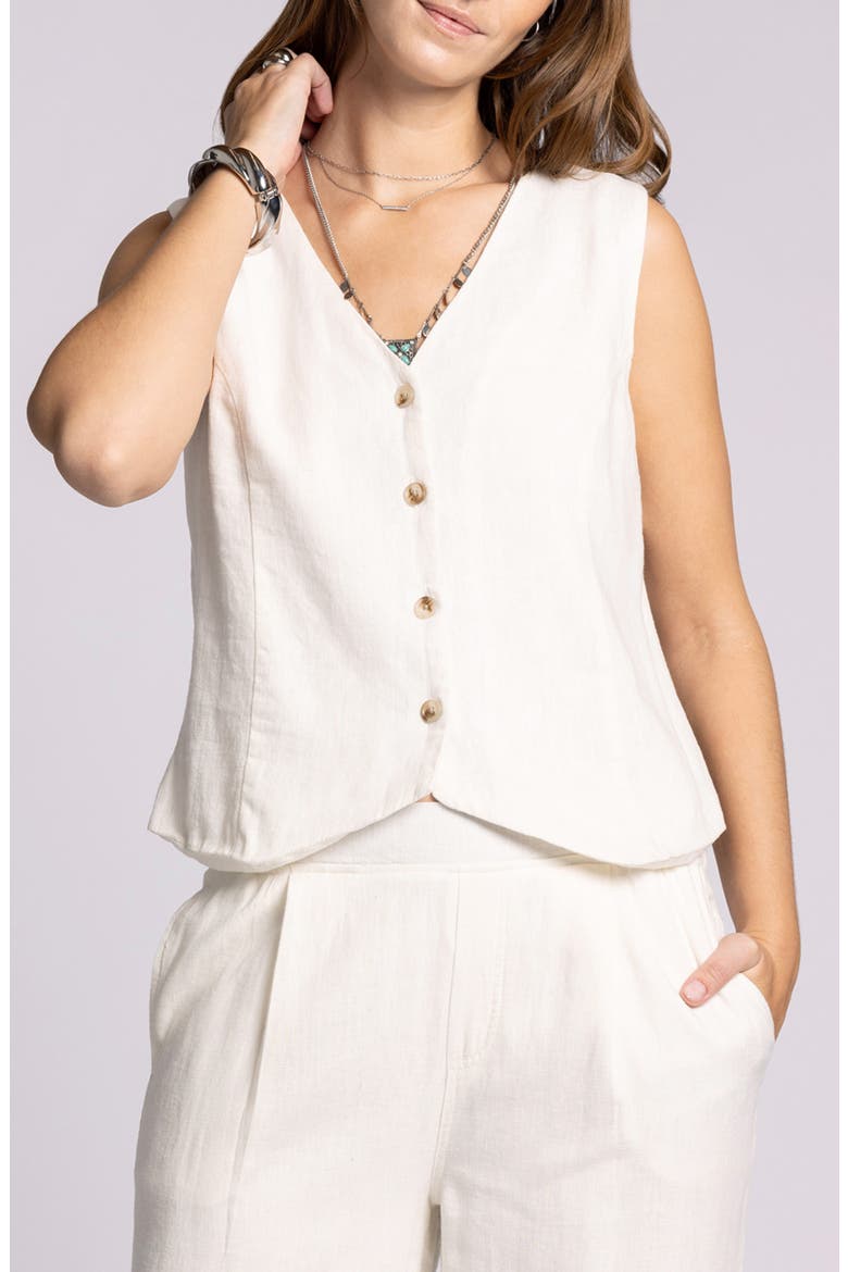 Anastasia Linen Blend Vest, Main, color, WHITE