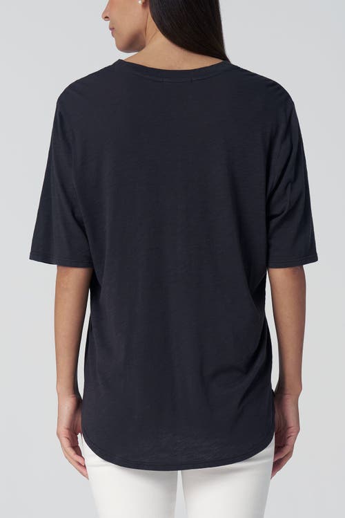 Franne Golde Slub Jersey V-neck Elbow Sleeve Tee