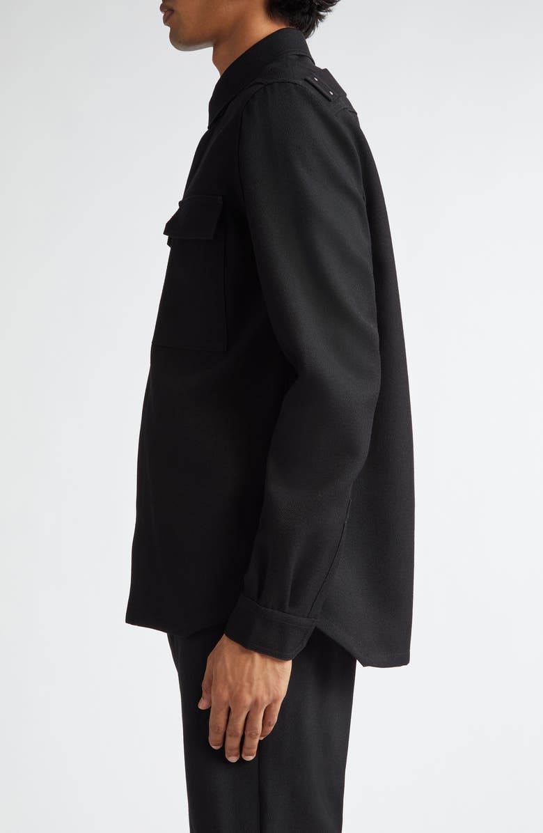 Rick Owens Wool Button-Up Shirt, Alternate, color, Black