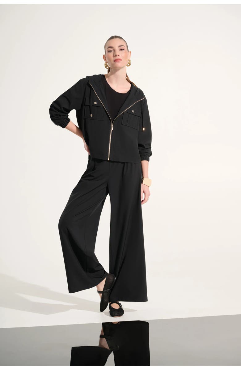 JOSEPH RIBKOFF Stretch Woven Hooded Boxy Utility Jacket, Alternate, color, Black