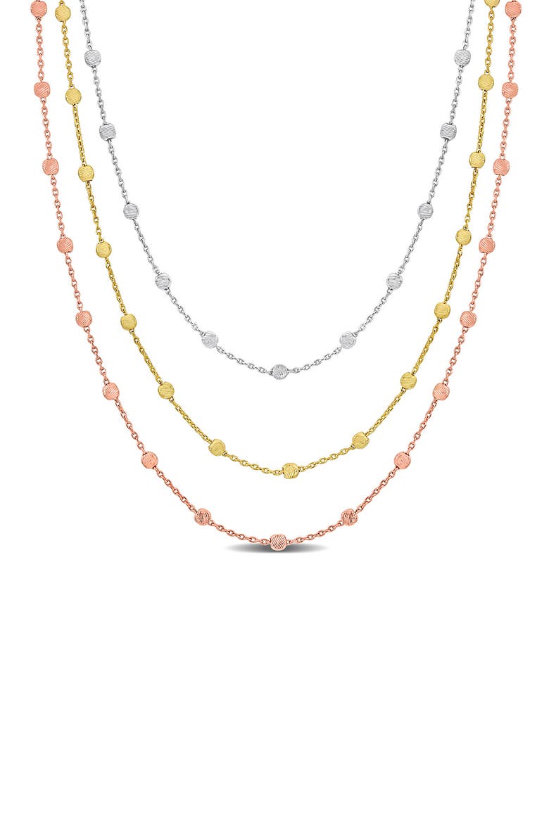 Three-Strand Ball Chain Necklace, Main, color, STERLING SILVER/ GOLD