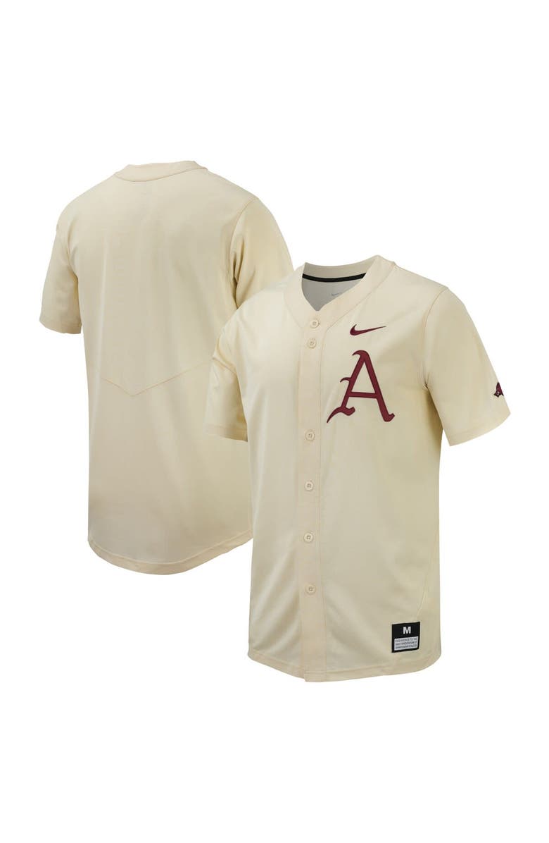 Nike Men's Nike Cream Arkansas Razorbacks Replica Baseball Jersey, Alternate, color, 