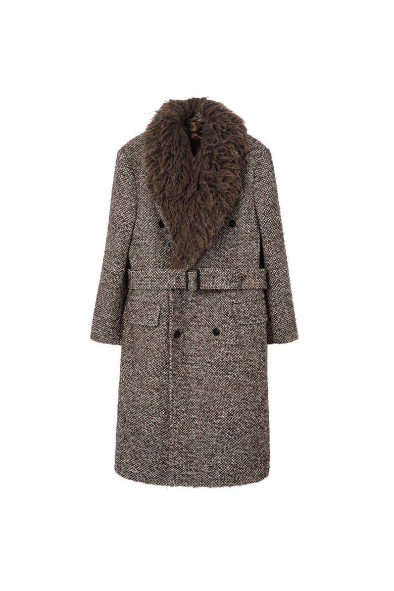Wool Mohair Blend Tailored Coat, Alternate, color, Rice beige/raven grey