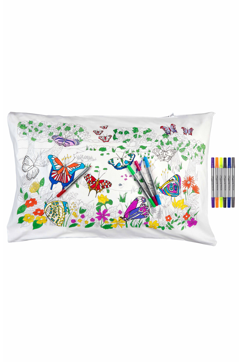 Color Your Own Pillowcase Butterfly, Main, color, White