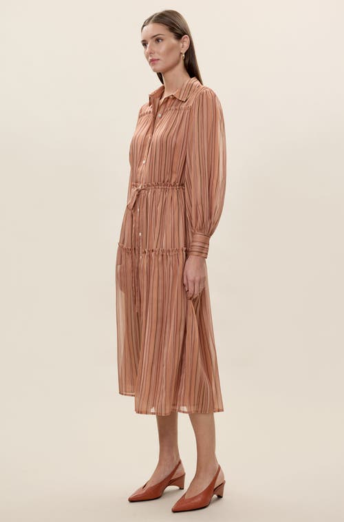 Rebecca Taylor Celeste Stripe Dress In Brown