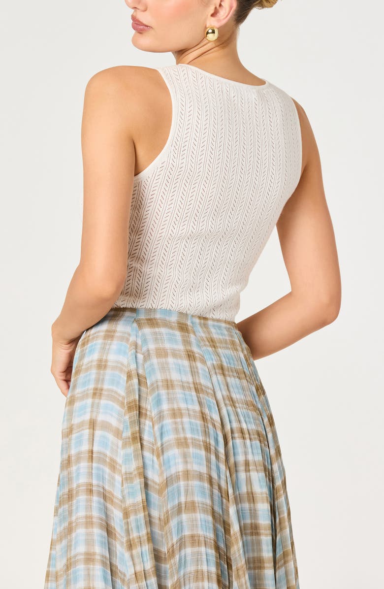 ASTR the Label Alyse Cotton Blend Pointelle Sleeveless Sweater, Alternate, color, White