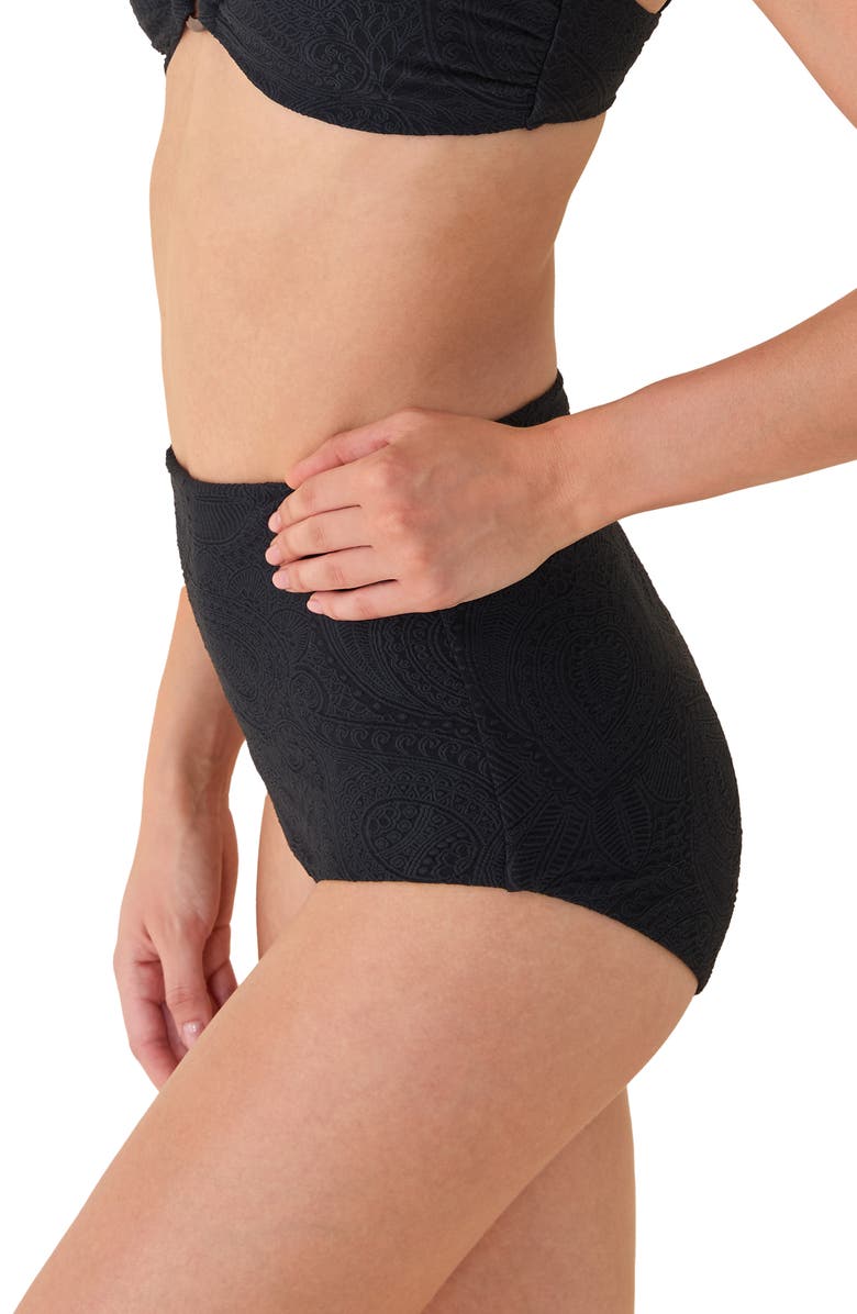 Andie Superhigh Waist Bikini Bottoms, Alternate, color, Black Paisley
