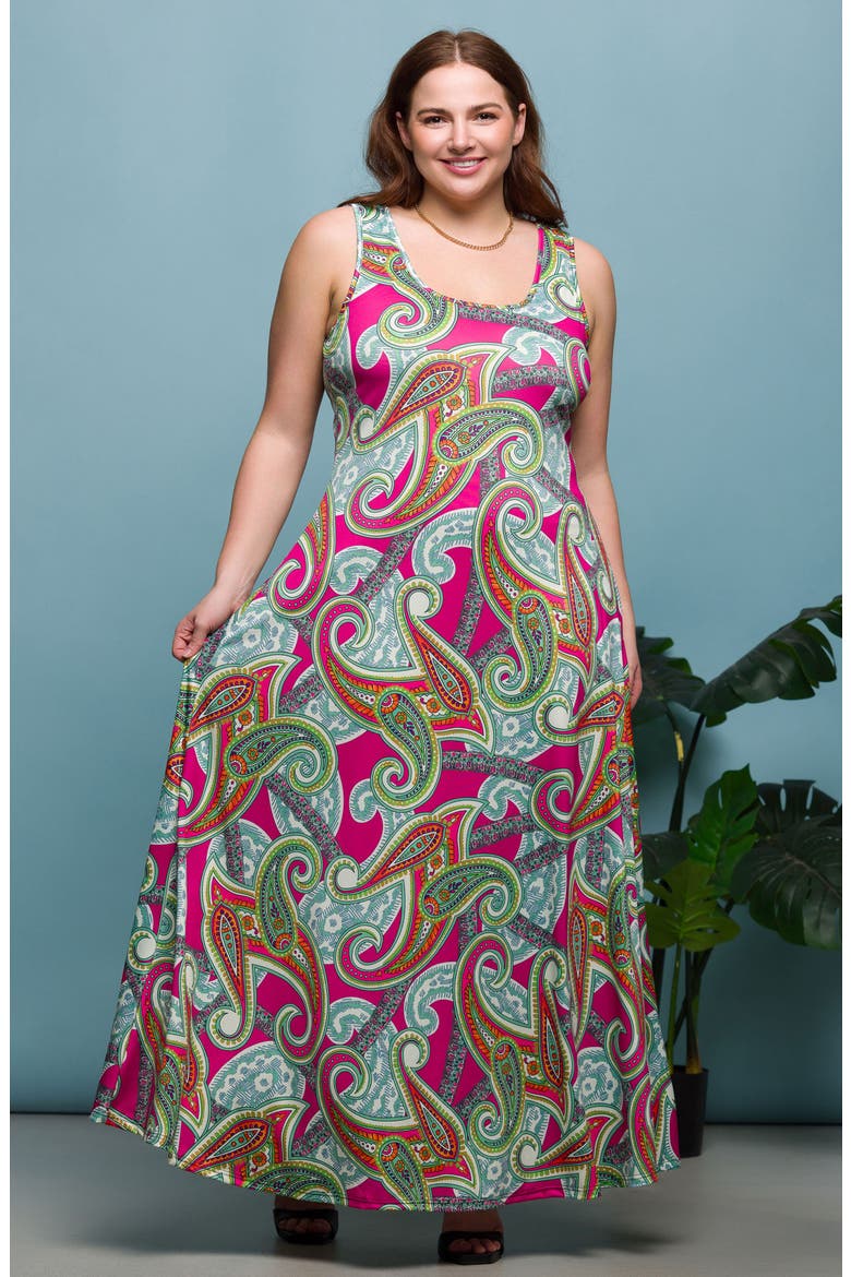 Paisley Sleeveless Knit Maxi Dress, Alternate, color, PINK MULTI