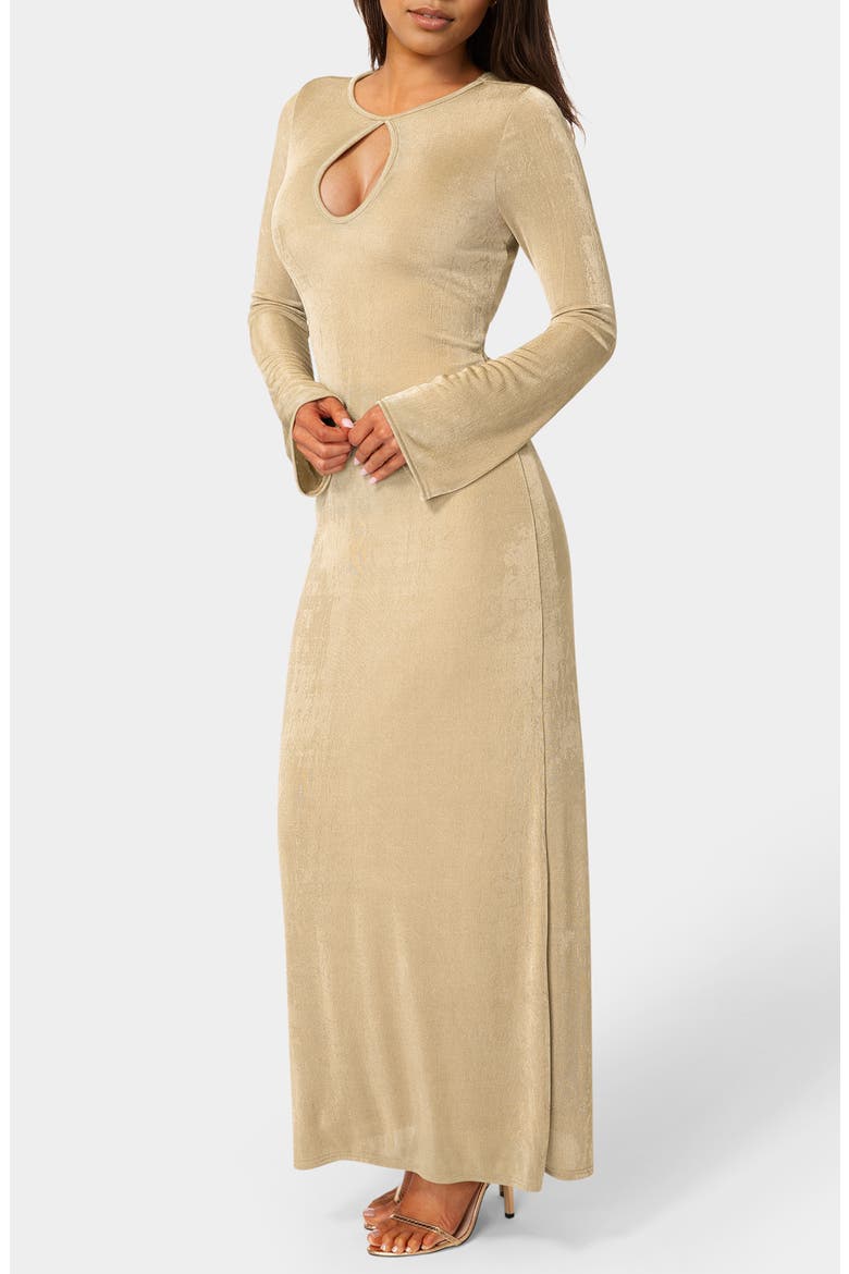 Keyhole Bell Sleeve Maxi Dress, Alternate, color, BEIGE