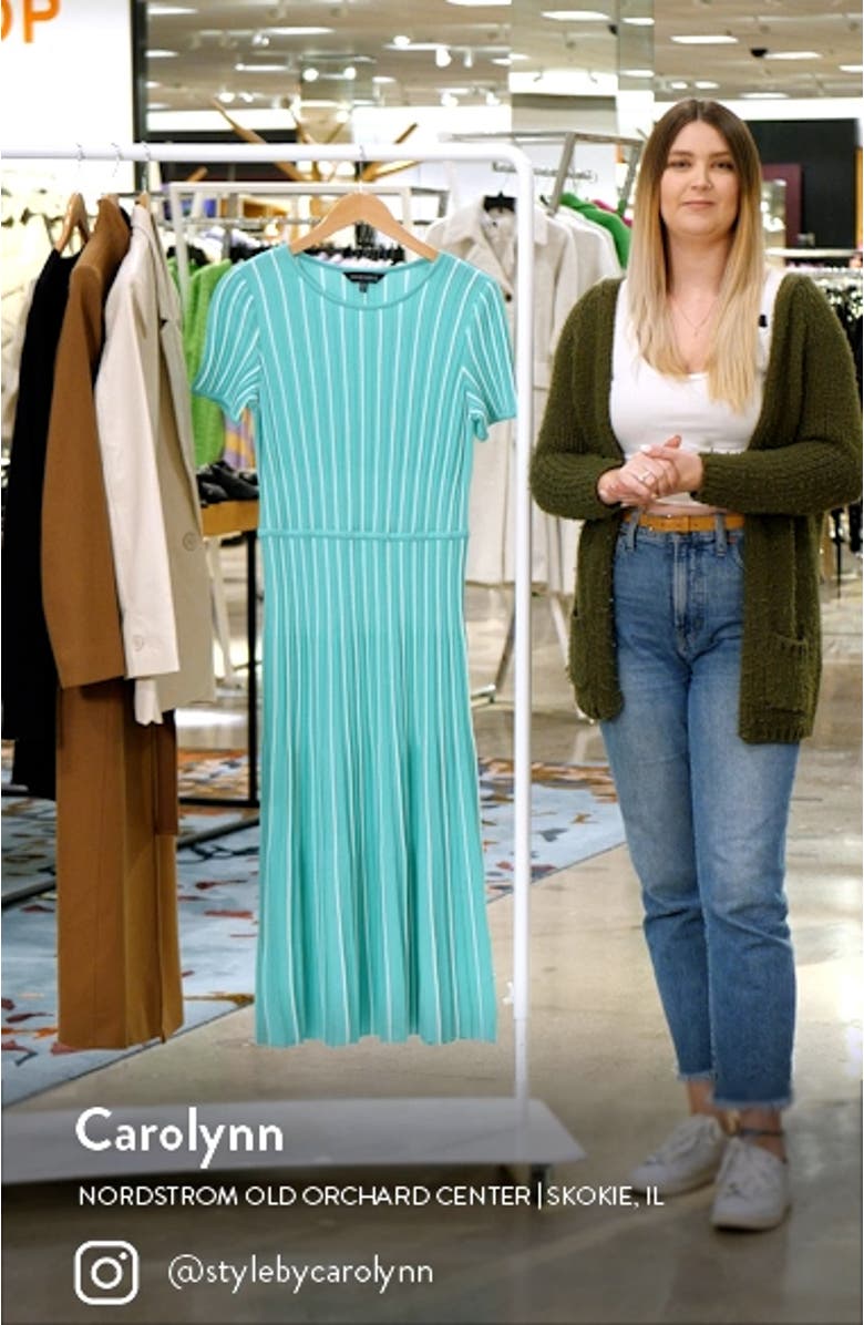 Stripe A-Line Midi Sweater Dress, sales video thumbnail