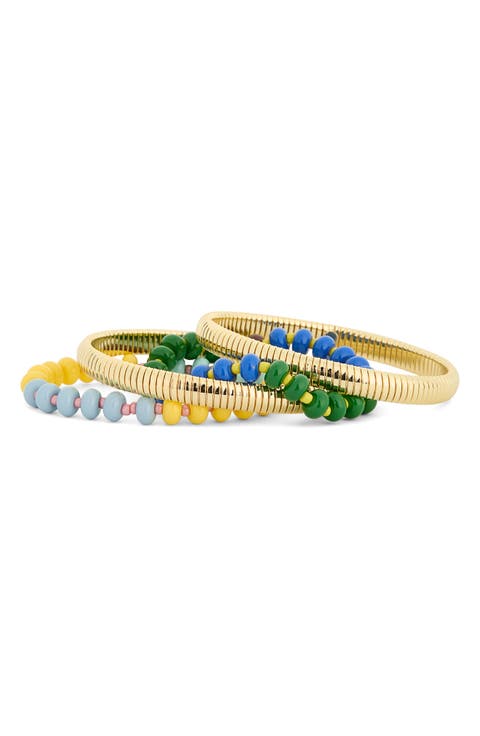Set of 4 Beaded & Metallic Bracelets