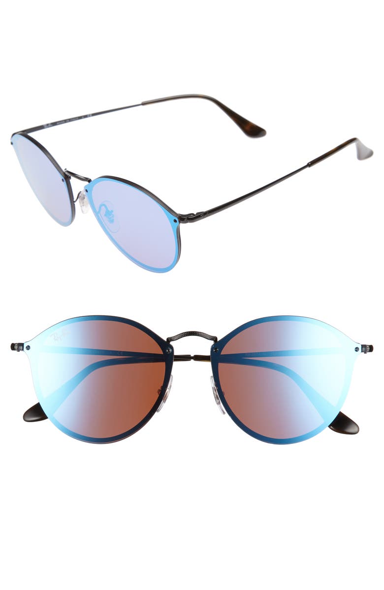 Ray-Ban Blaze 59mm Round Mirrored Sunglasses, Main, color, 