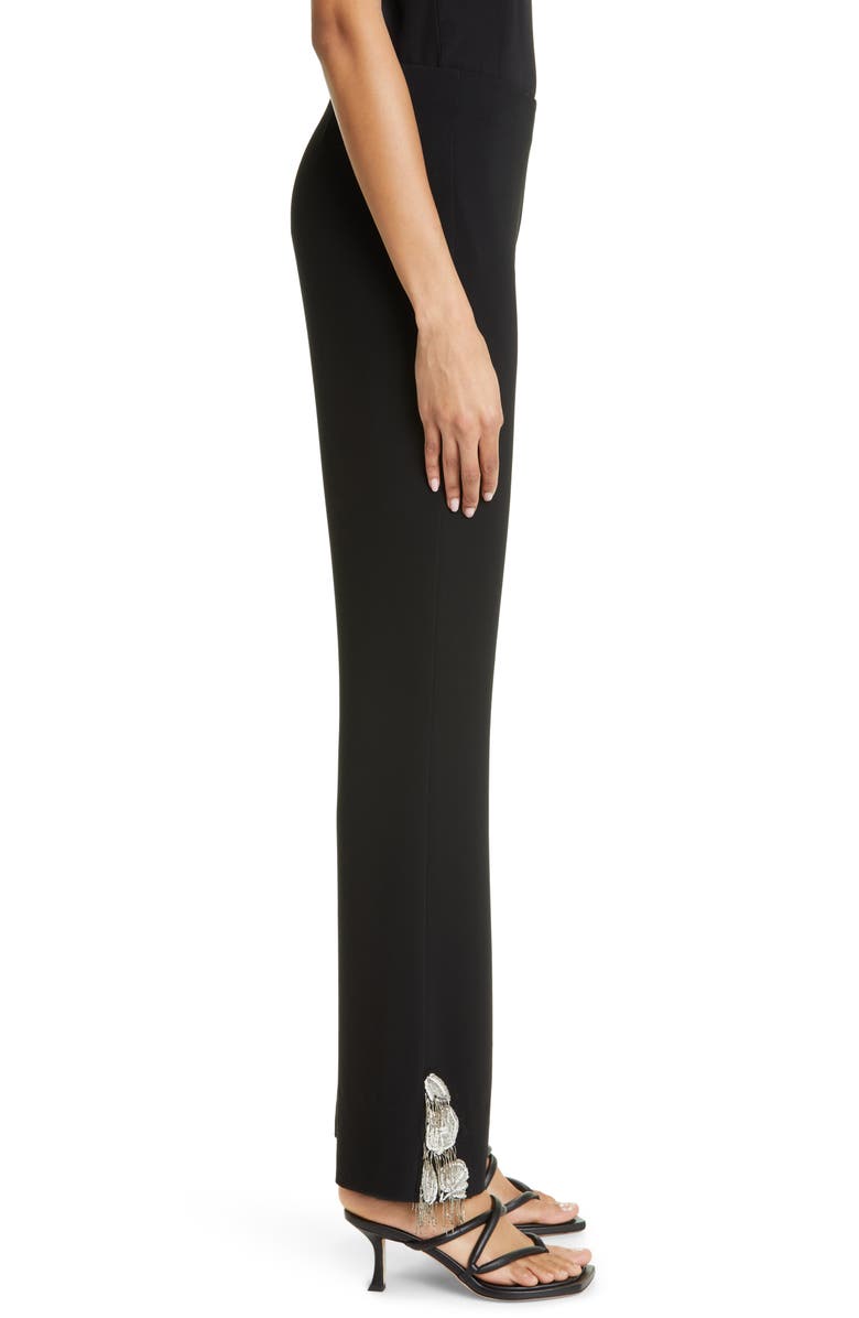 Cinq à Sept Candace Beaded Floral Detail Pants, Alternate, color, Black