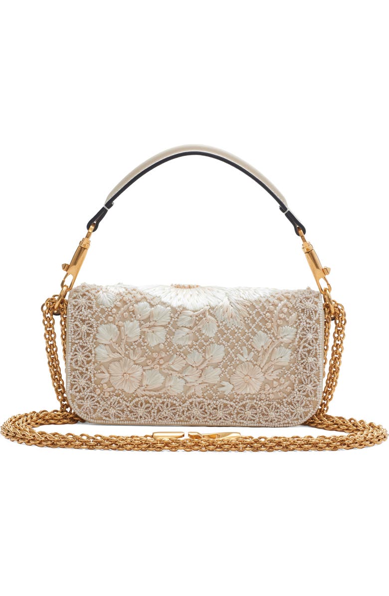 Valentino Garavani Locò Small Jewel Logo Embroidered Shoulder Bag, Alternate, color, White/ Cream