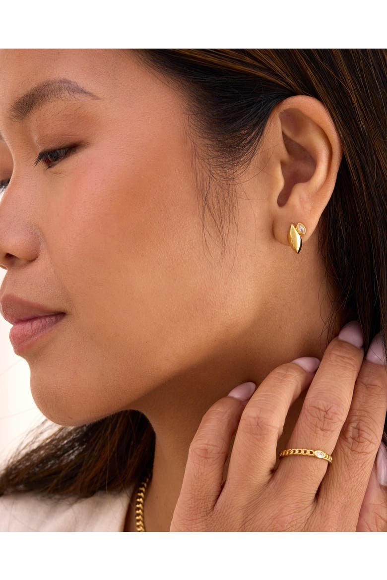 Azalea Gold with Topaz Stud Earrings, Alternate, color, Gold