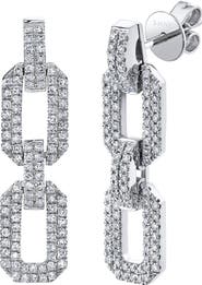 SHAY Diamond Pavé 18K Gold Flat Geo Link Drop Earrings