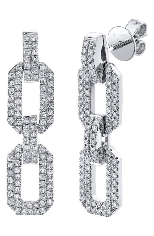 SHAY Diamond Pavé 18K Gold Flat Geo Link Drop Earrings in White Gold  product