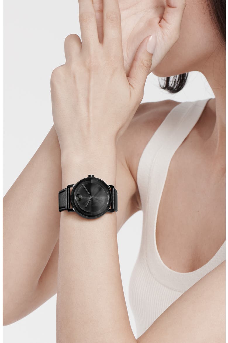 Bold Evolution 2.0 Leather Strap Watch, 40mm, Alternate, color, BLACK