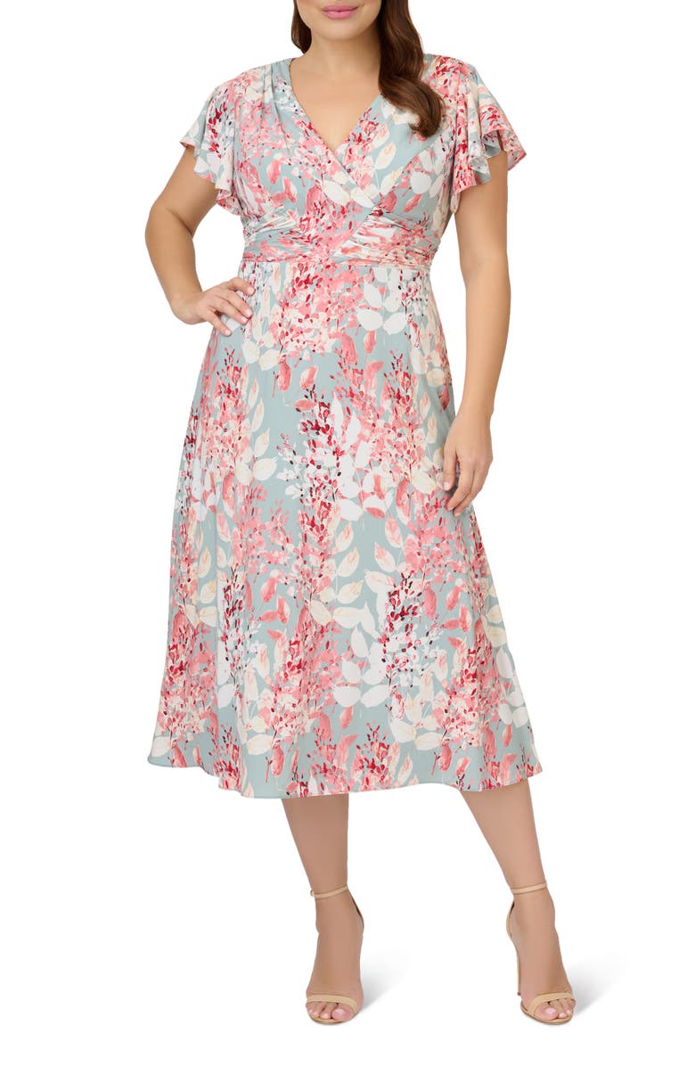 Adrianna Papell Floral Print Chiffon Dress, Alternate, color, 