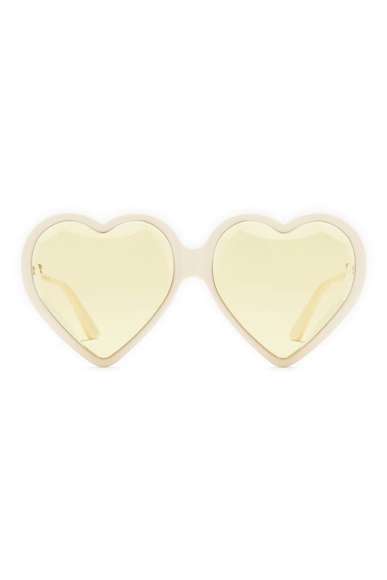 60mm Heart Sunglasses, Main, color, IVORY YELLOW