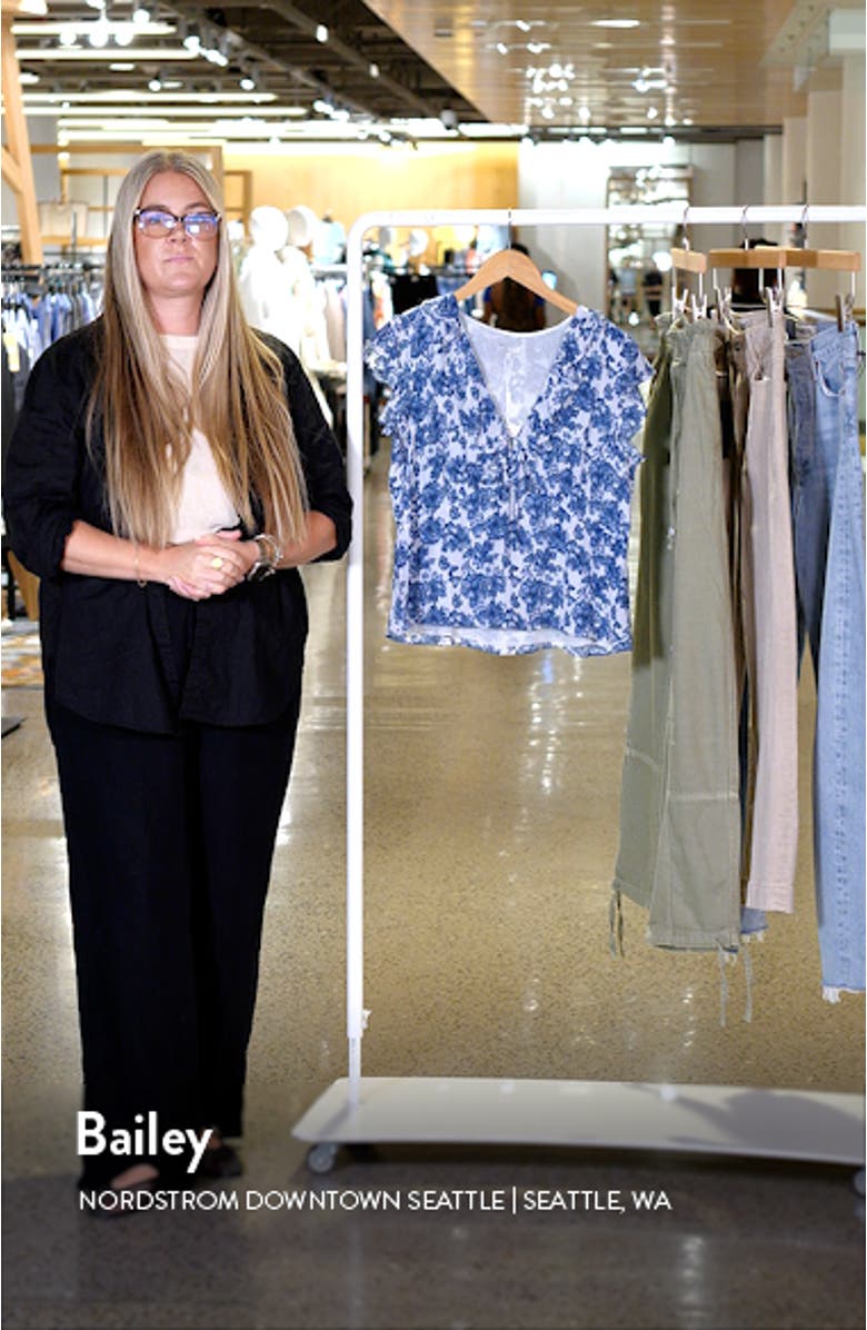 Carmine Floral Flutter Sleeve Top, sales video thumbnail