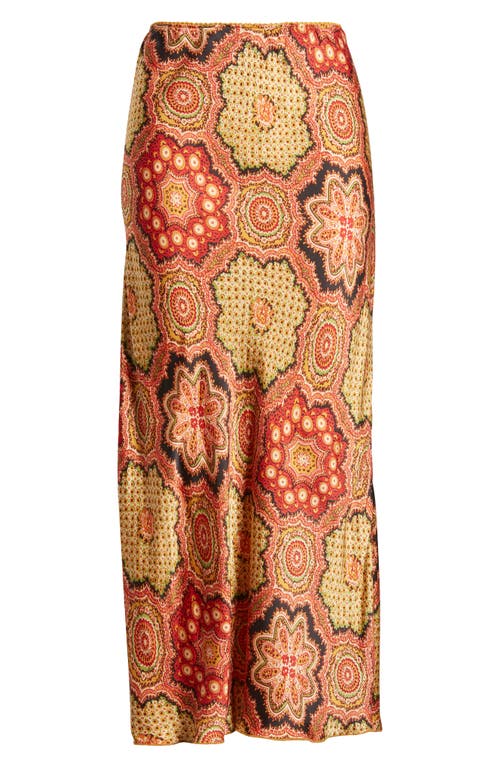 The Great . The Seabank Patchwork Print Midi Skirt In Brown