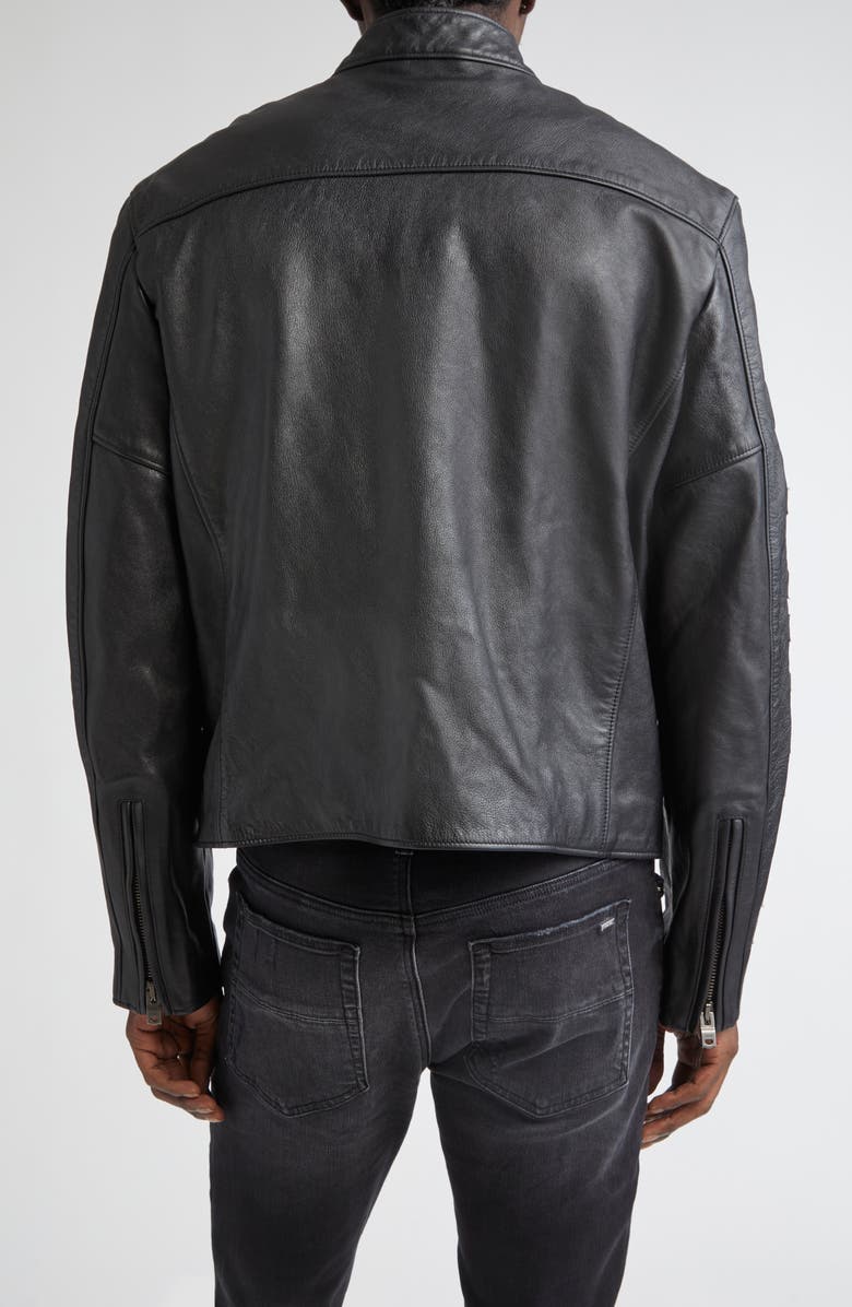 AMIRI Patches Leather Racer Jacket, Alternate, color, Black