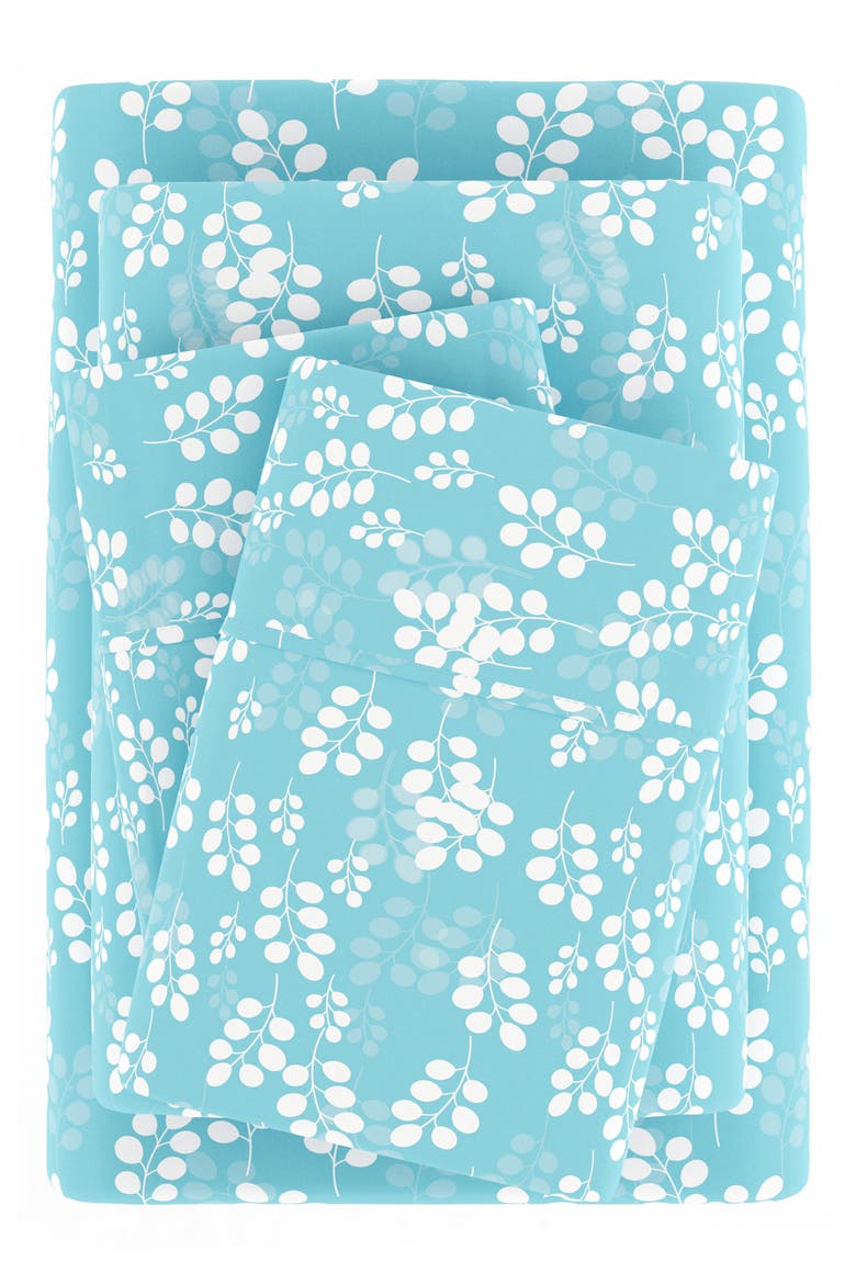 Home Spun Premium Ultra Soft Wheat Pattern 4-Piece Bed Sheet Set, Alternate, color, PALE BLUE