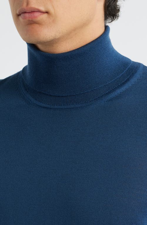 Hugo Boss Boss Musso Virgin Wool Turtleneck Sweater In Blue
