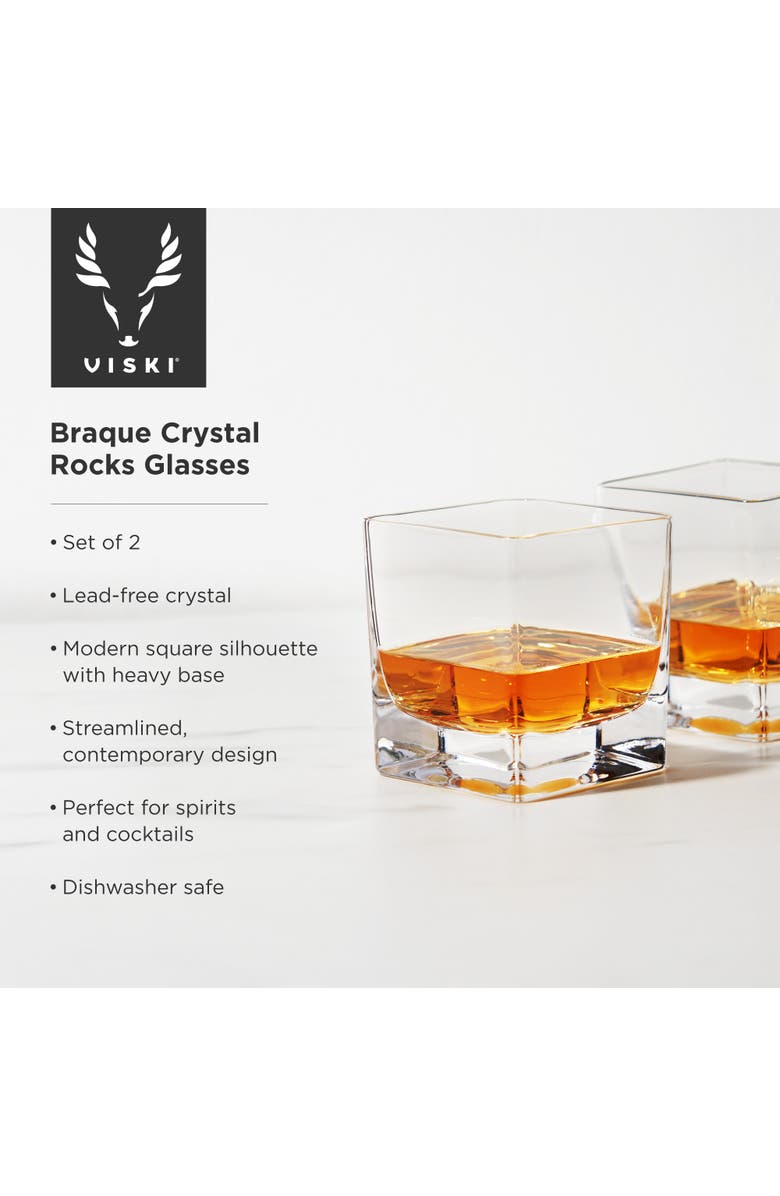 Viski Braque Crystal Rocks Glasses Set of 2, Alternate, color, Clear