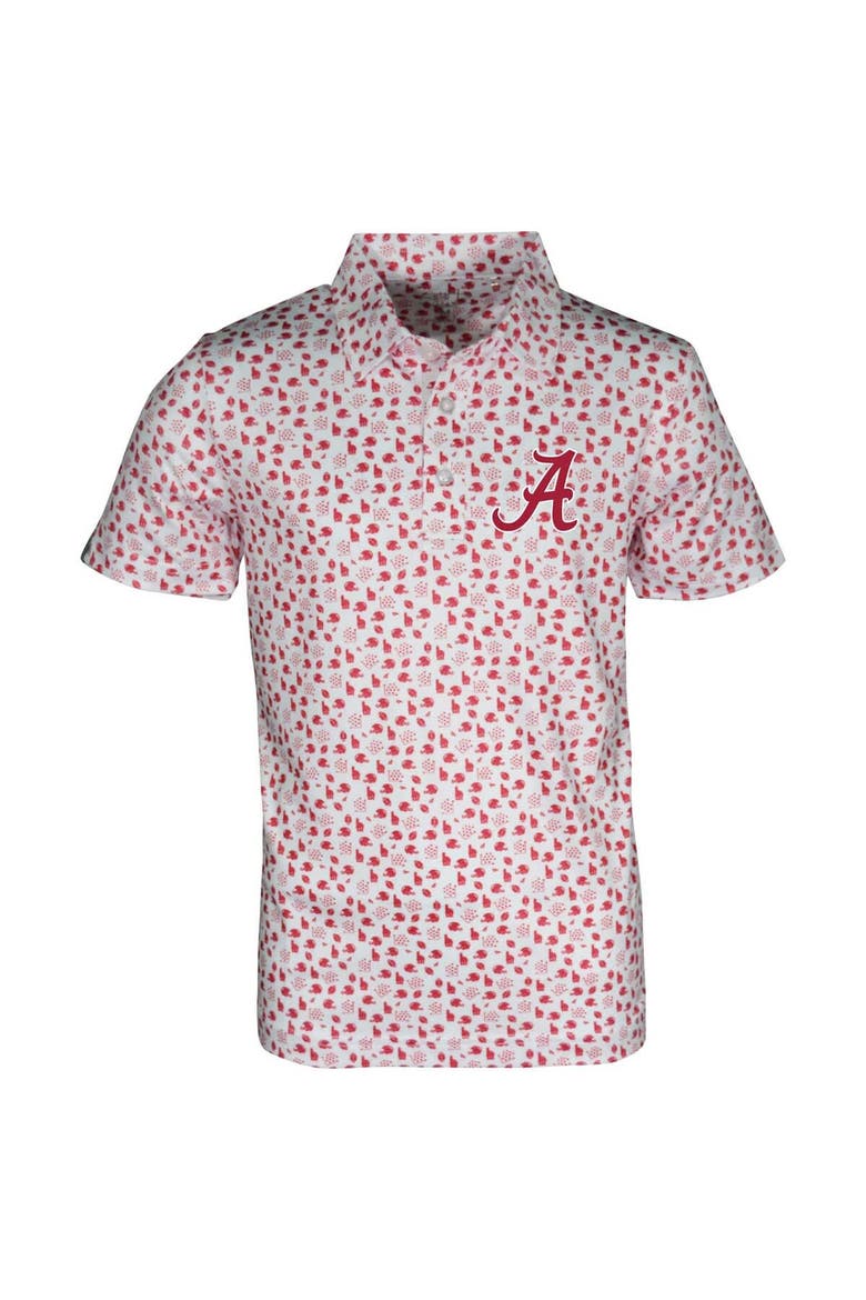 Youth Garb White Alabama Crimson Tide Earnest Allover Print Polo, Main, color, White