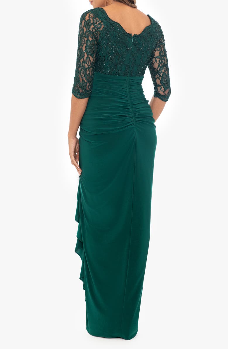 Betsy & Adam Metallic Lace & Chiffon Gown, Alternate, color,