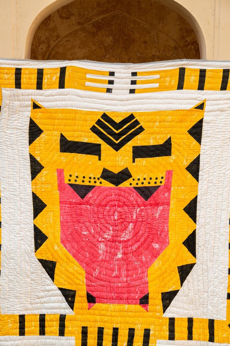 TIGER Quilt, Main, color, White, red, orange, black