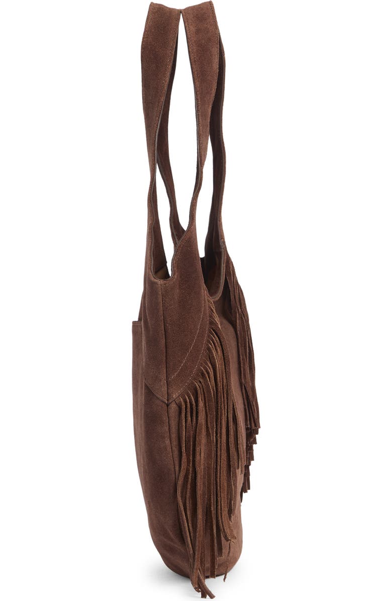 Lucky Brand Nyra Fringe Suede Tote Bag, Alternate, color, Dark Cappuccino