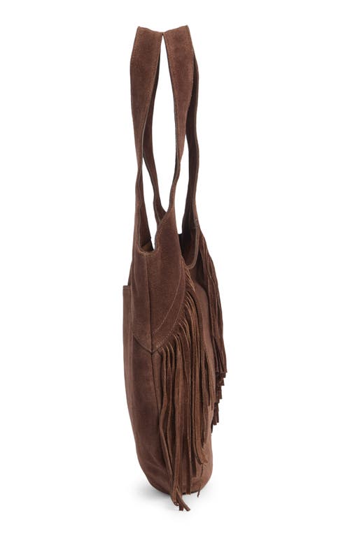 Lucky Brand Nyra Fringe Suede Tote Bag In Brown