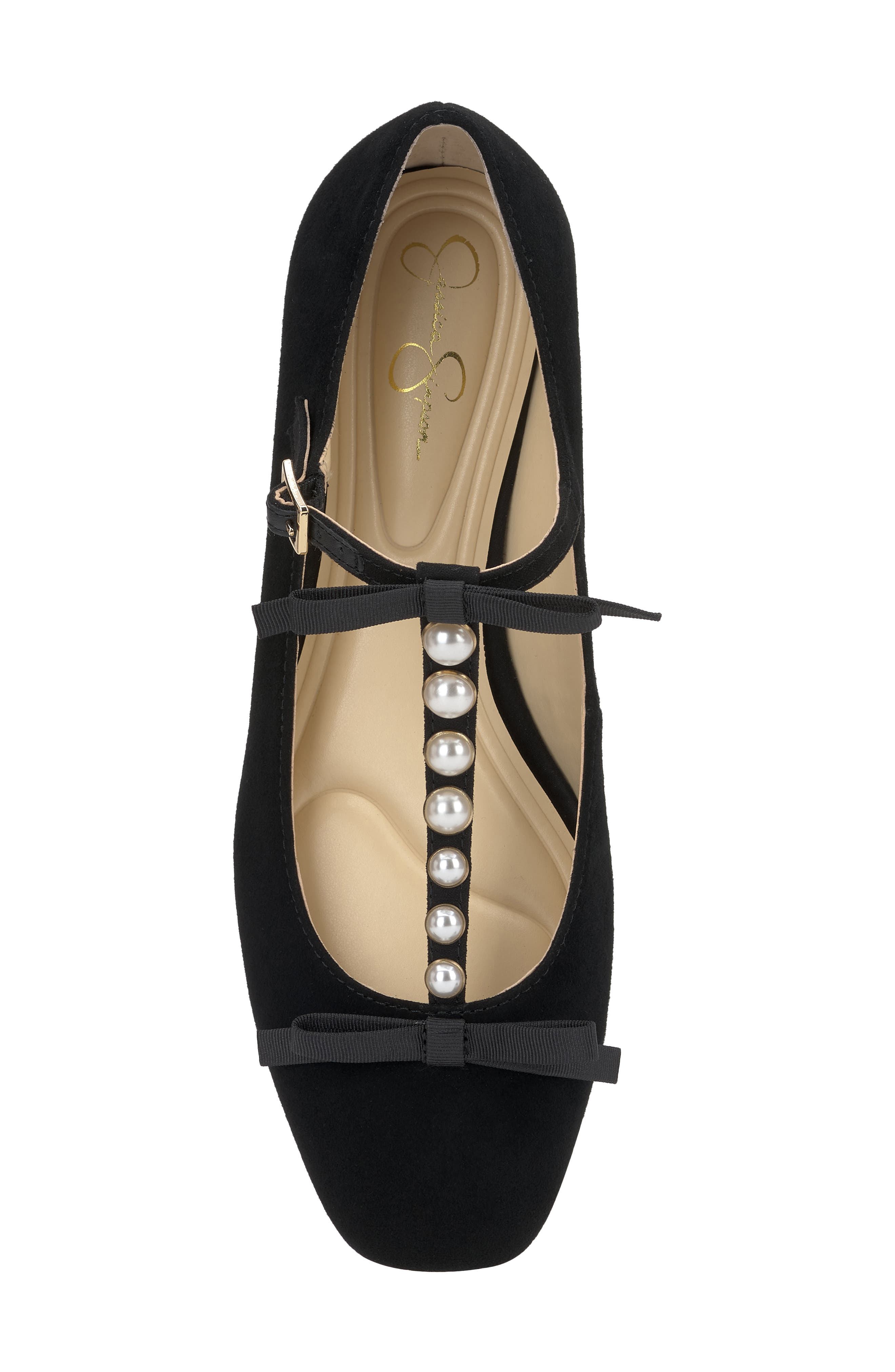 Jessica Simpson Jolliya T-Strap Flat, Alternate, color, Black