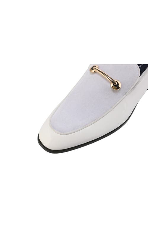 Gino Vitale Velvet & Patent Leather Bit Loafer In White